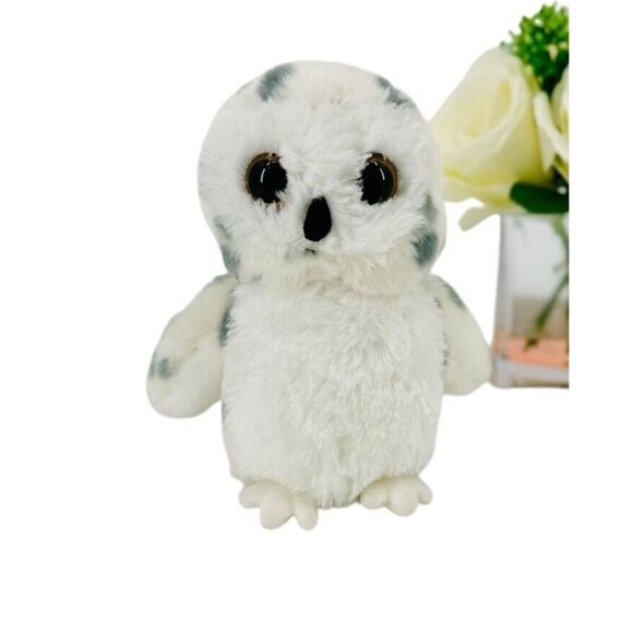 Aurora White Snow Owl Spotted Realistic Plush Stuffed Animal 7" - Picture 8 of 8